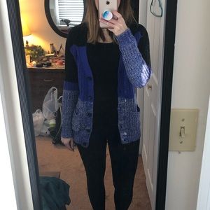 UO BDG Color block cable knit cardigan w/ pockets